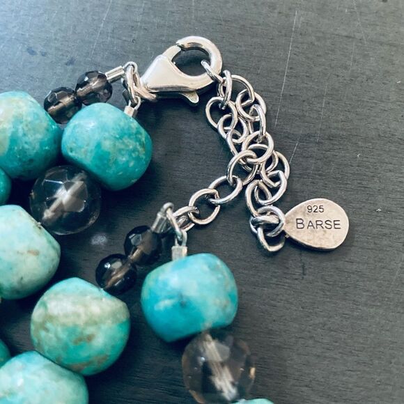 Barse Turquoise Stone Beaded Sterling Silver Statement Necklace - Picture 6 of 6